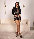 2025 Sexy Hollow-Out See-Through High-Stretch Bodysuit LCYM-3003970