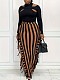 Stylish Striped High-waisted Skirt With Fringe Trim HANI-HN105