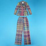 Autumn/Winter Commuter Style Plaid Print Long-Sleeved Slim-Fit Suit Set (Jacket and Trousers) YF-10952