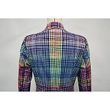 Autumn/Winter Commuter Style Plaid Print Long-Sleeved Slim-Fit Suit Set (Jacket and Trousers) YF-10952