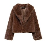 Autumn/Winter Faux Fox Fur Short Women's Fur Coat with Half-Open Collar ZNFR-91831