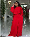 New Autumn/Winter 2025 Round-neck Irregular lantern Sleeve Top Loose Wide-leg Pants Set NNWY-8153