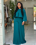New Autumn/Winter 2025 Round-neck Irregular lantern Sleeve Top Loose Wide-leg Pants Set NNWY-8153