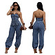 New Strapless Stretchy Long Pants and Casual Denim Set MEM-88669