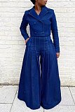 Fashion V-neck Wide-leg Pants Set Denim Suit CY-9809