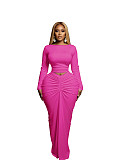 Sexy Hollow-out Crop Top and Ruched Long Skirt Two-piece Set SFY-828