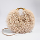 New Plush Handbag Imitation Shearling Crossbody Round Bag RS-51216