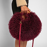New Plush Handbag Imitation Shearling Crossbody Round Bag RS-51216