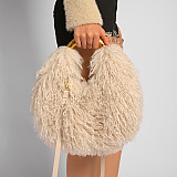 New Plush Handbag Imitation Shearling Crossbody Round Bag RS-51216