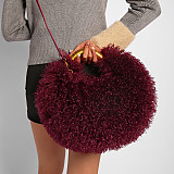New Plush Handbag Imitation Shearling Crossbody Round Bag RS-51216