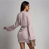 Sexy and Fashionable Deep V-neck Long-sleeved Mini Dress CYA-902210