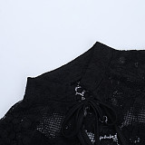 Solid Color Slim-fit V-neck Long-sleeved Lace Base Layer Top FL-25521