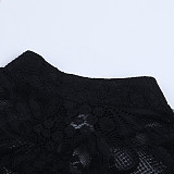 Solid Color Slim-fit V-neck Long-sleeved Lace Base Layer Top FL-25521