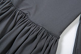 2025 High-Neck Long-Sleeve Pleated Patchwork Jumpsuit ZJQD-80706