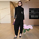 2025 High-Neck Long-Sleeve Pleated Patchwork Jumpsuit ZJQD-80706