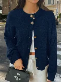 2025 Casual and Simple Button-Up Long-Sleeved Cardigan Sweater LDG-48025