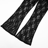 Autumn/Winter Lace Cutout Off-Shoulder Bardot Neck High-Waisted Flared Pants Set XYWL-25ST447