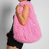 2025 Plush Large Capacity Faux Shearling Triangle Shoulder Bag RS-5123