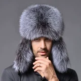 Leather and Raccoon Fur Warm Ear-protecting and Cold-resistant Snow Hat ZNFR-100010