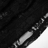 Autumn/Winter Lace Cutout Off-Shoulder Bardot Neck High-Waisted Flared Pants Set XYWL-25ST447