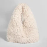 2025 Plush Large Capacity Faux Shearling Triangle Shoulder Bag RS-5123