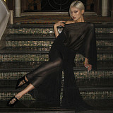 2025 New Arrival Mesh Panel See-Through High-Waisted Backless Dress ZJQD-89243