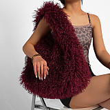 2025 Plush Large Capacity Faux Shearling Triangle Shoulder Bag RS-5123