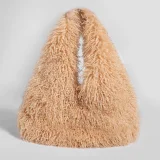 2025 Plush Large Capacity Faux Shearling Triangle Shoulder Bag RS-5123