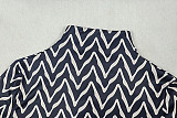 Fashionable Hollow-out Design Striped Print Halter Neck Long-Sleeve Bodycon Dress JY-303887