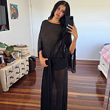2025 New Arrival Mesh Panel See-Through High-Waisted Backless Dress ZJQD-89243