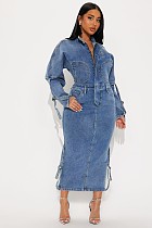 2025 Fashionable Loose-fitting High-Waisted Denim Dress RS-A6695