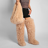 2025 Plush Large Capacity Faux Shearling Triangle Shoulder Bag RS-5123