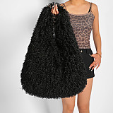 2025 Plush Large Capacity Faux Shearling Triangle Shoulder Bag RS-5123