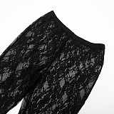Autumn/Winter Lace Cutout Off-Shoulder Bardot Neck High-Waisted Flared Pants Set XYWL-25ST447