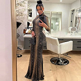 Stylish 3D Printed High-neck Long-sleeved Slim-fit Dress ZJQD-88478