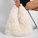 2025 Plush Large Capacity Faux Shearling Triangle Shoulder Bag RS-5123