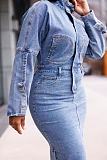 2025 Fashionable Loose-fitting High-Waisted Denim Dress RS-A6695