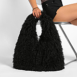 2025 Plush Large Capacity Faux Shearling Triangle Shoulder Bag RS-5123