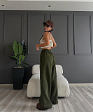 Casual Solid Color Loose-fitting Straight-leg Wide-leg Trousers With A Flowing Drape SSN-211516