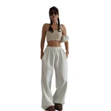 Casual Solid Color Loose-fitting Straight-leg Wide-leg Trousers With A Flowing Drape SSN-211516