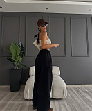 Casual Solid Color Loose-fitting Straight-leg Wide-leg Trousers With A Flowing Drape SSN-211516