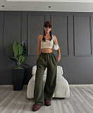 Casual Solid Color Loose-fitting Straight-leg Wide-leg Trousers With A Flowing Drape SSN-211516