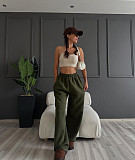 Casual Solid Color Loose-fitting Straight-leg Wide-leg Trousers With A Flowing Drape SSN-211516