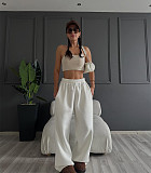 Casual Solid Color Loose-fitting Straight-leg Wide-leg Trousers With A Flowing Drape SSN-211516