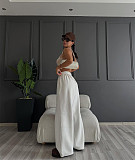 Casual Solid Color Loose-fitting Straight-leg Wide-leg Trousers With A Flowing Drape SSN-211516