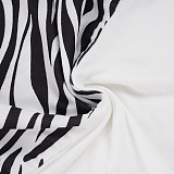 Casual Zebra Print Color-block Off-the-shoulder Long-sleeved T-shirt Top MRA-45598
