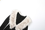 Stylish and Sexy Deep V-neck Patchwork Long-sleeved Jumpsuit XS-79471