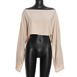 2025 Sexy Crossbody Slit Loose Sleeve Cropped Pullover Shawl Top XYWL-25TP449