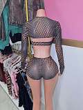 Sexy Printed Strapless Crop Top Shorts and Jacket Set XS-1911