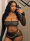 Sexy Printed Strapless Crop Top Shorts and Jacket Set XS-1911